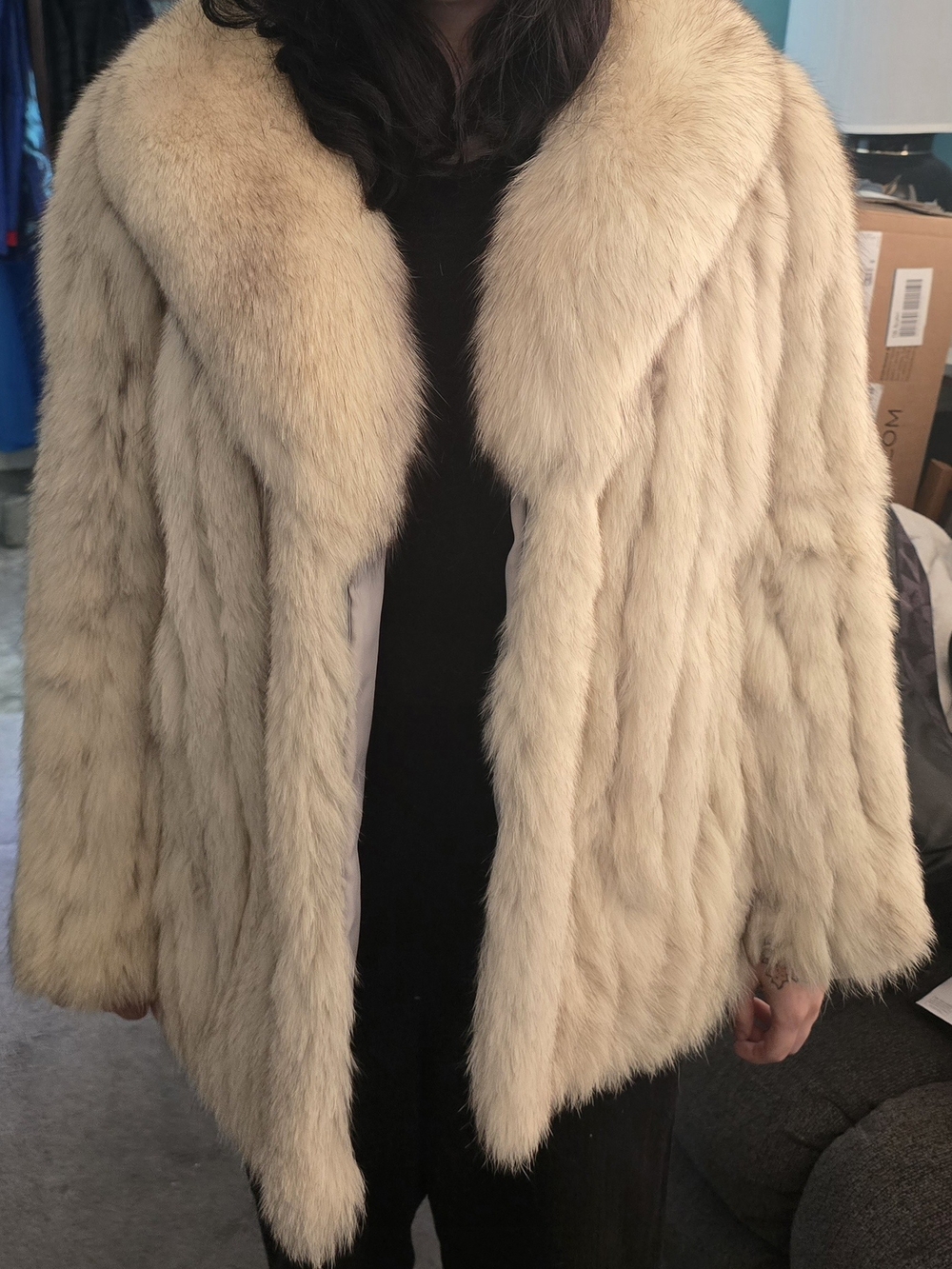 Vintage SAGA FOX Blue Fox Fur Coat With Original Receipt